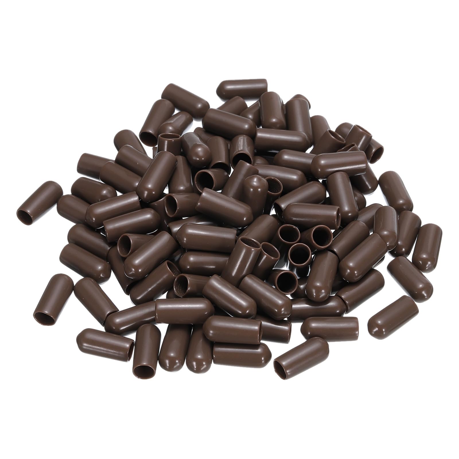 uxcell 100pcs Rubber End Caps 6mm ID Vinyl Round Tube Bolt Cap Cover Screw Thread Protectors Brown