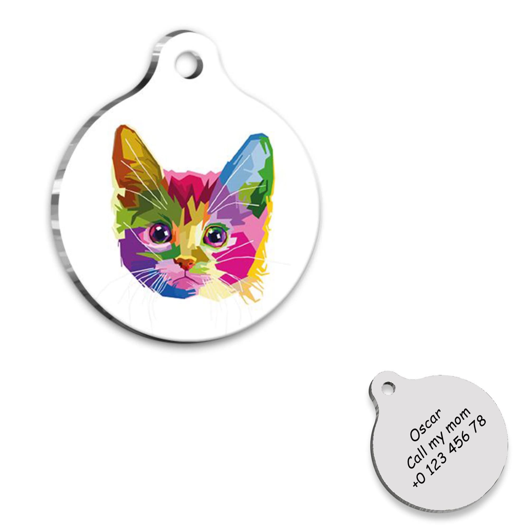 Kitty Cat id Tag Heart - Cat Personalized Dog Tag - Cat Custom Name Tag - Customized Pet Tags - Cat Name id Tag for Dog - Cat Name Tag