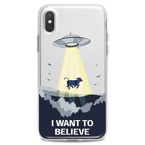 Miniatura 7 de Cavka Funda de TPU compatible con iPhone 16e 15 14 13 12 11 Pro Max Plus Mini Xs Xr X 8 7 6 5 SE Clear Animal Cow I Want Believe UFO Slim to Alien