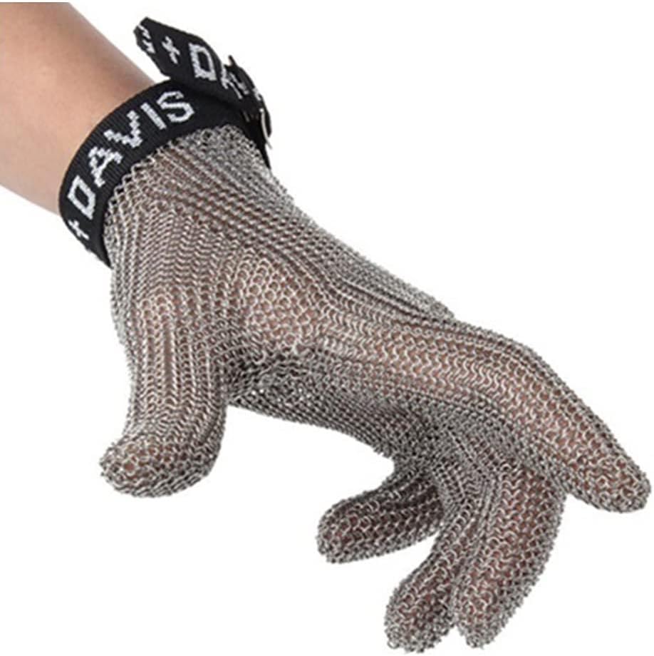 Metal Cut Resistant Chain Gloves, Mechanic Factory Repair Long Clothing Cutting Safety Work Gloves (Size : 1pcs/L)