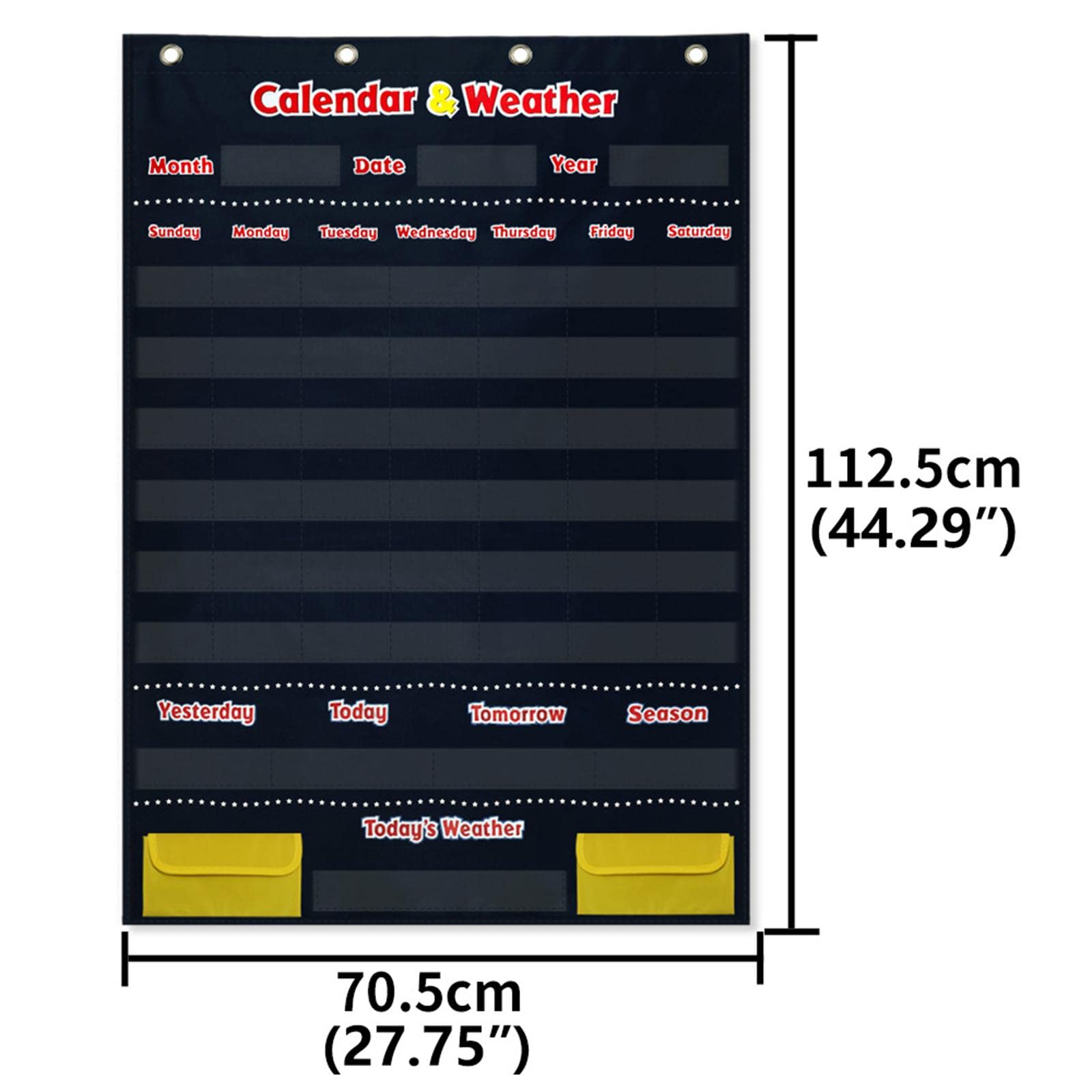 Qianly Calendrier et Tableau Météo de Poche avec 142 Cartes et 4 Crochets pour Enfants de 4 à 8 Ans