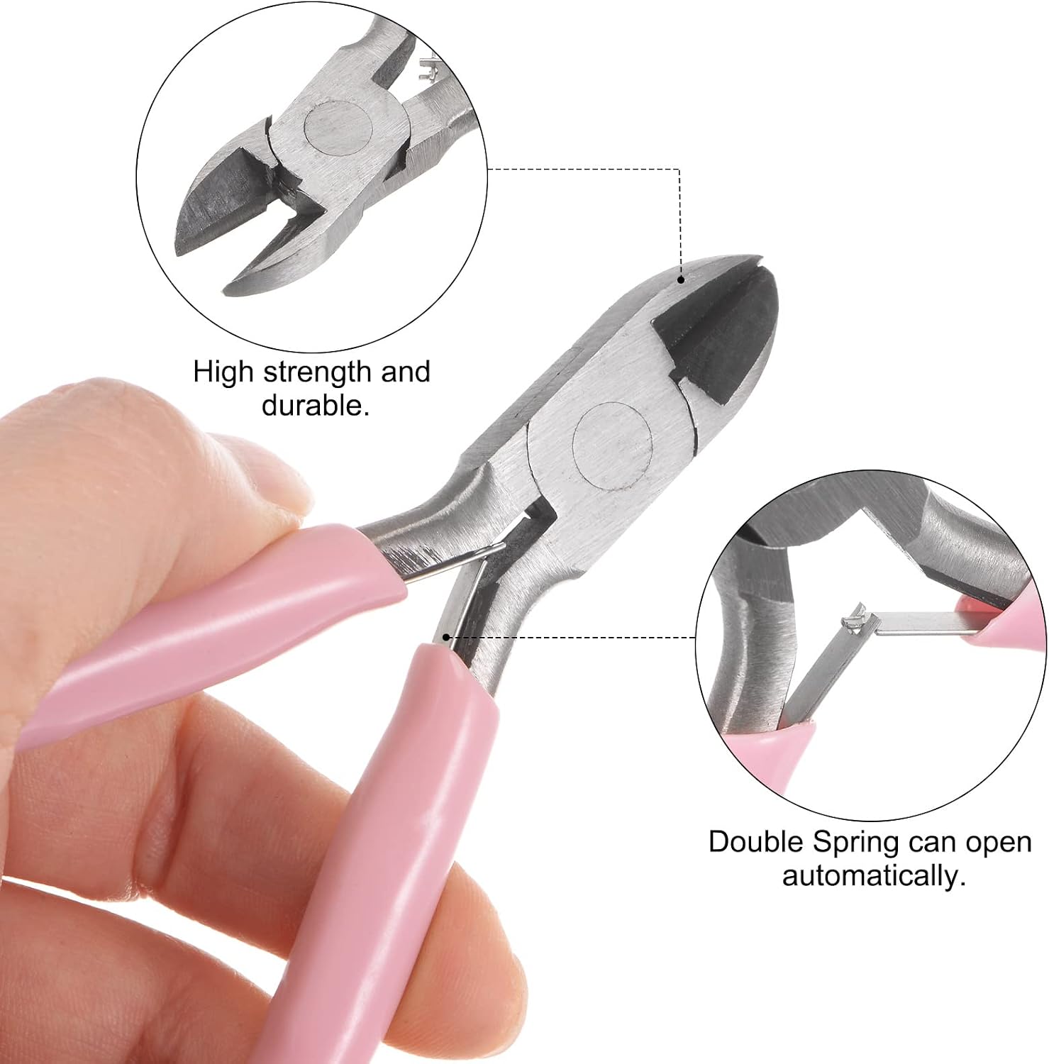 Wire Cutters 4.5 Inch Diagonal Cutting Side Precision Pliers with Pink Plastic Handle for DIY Crafts Jewelry Making
