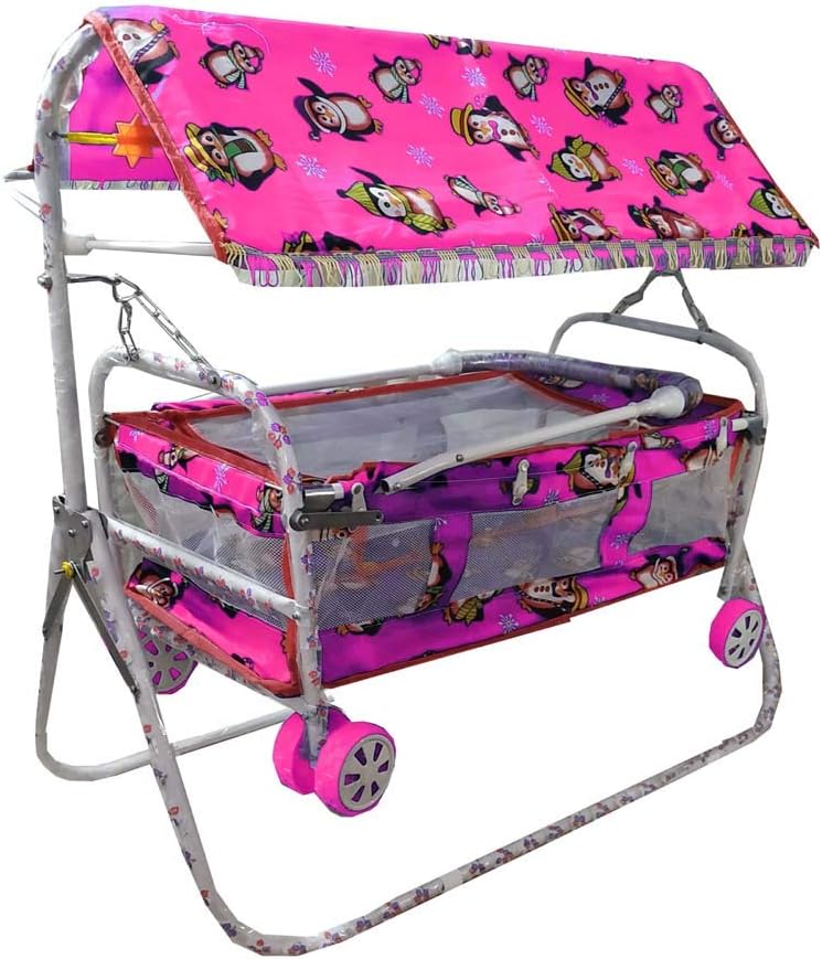 AND PRODUCTS Baby Cradles Swing Cum Cot and Stroller (Print May Vary; Pink)