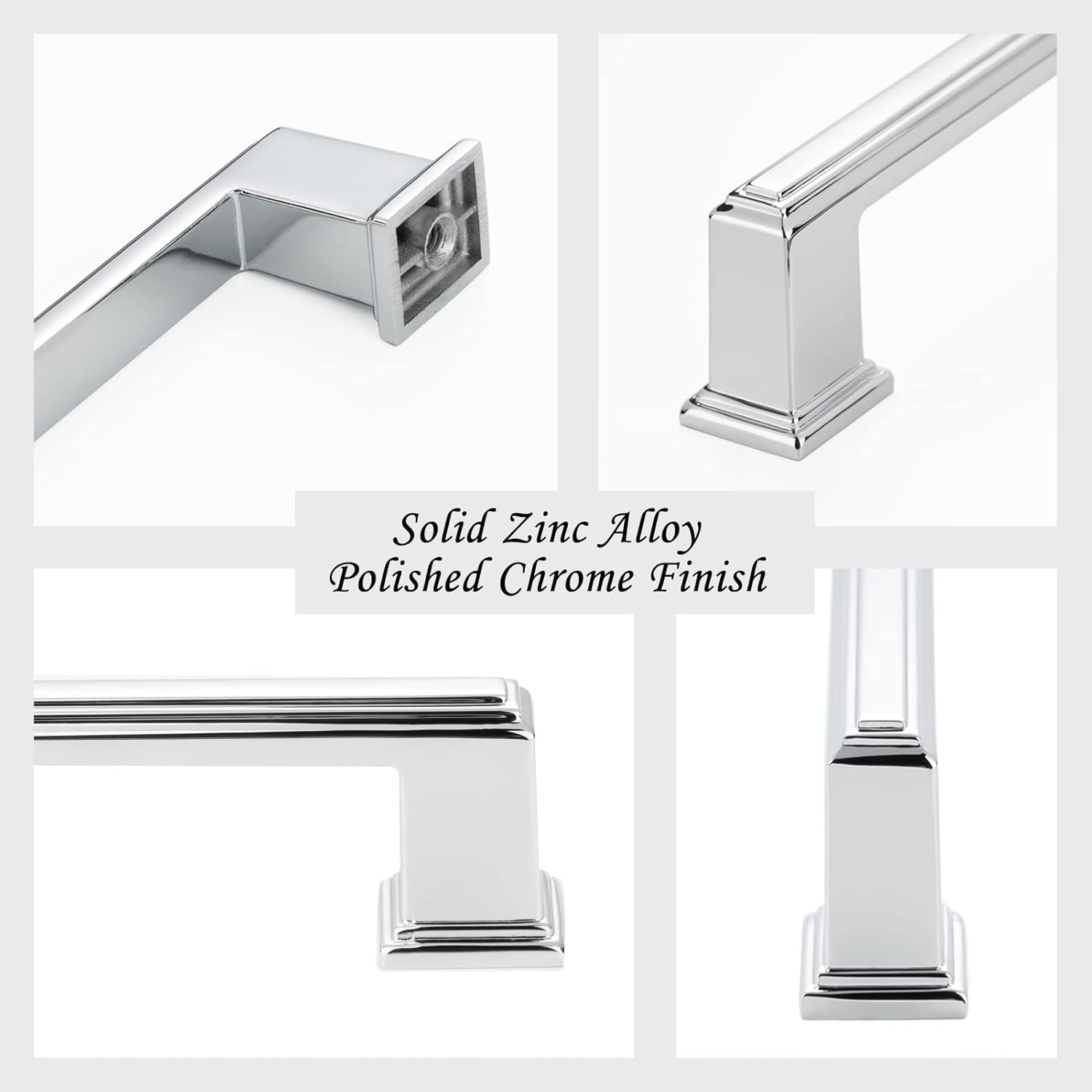 10 Pack 6-1/4 Inch Hole Centers, Polished Chrome Cabinet Pulls Chrome Cabinet Handles Chrome Kitchen Hardware for Cabinets ZP2206 Drawer Bedroom Dresser Bathroom Vanity Cupboard Closet