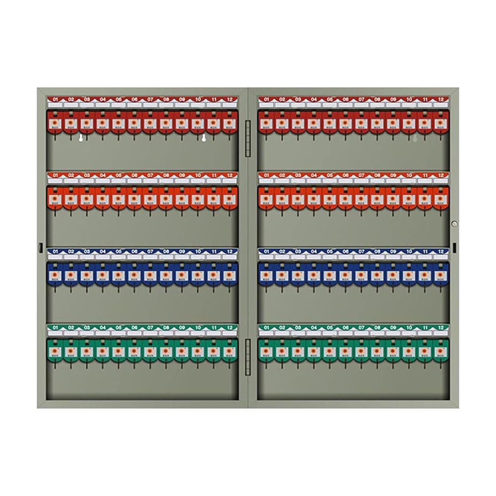 Caja fuerte de acero de gran capacidad con llave, caja de seguridad de metal vintage para garaje, gestión segura de propiedades, cerradura estándar, solución de almacenamiento de 96 bits para el hogar