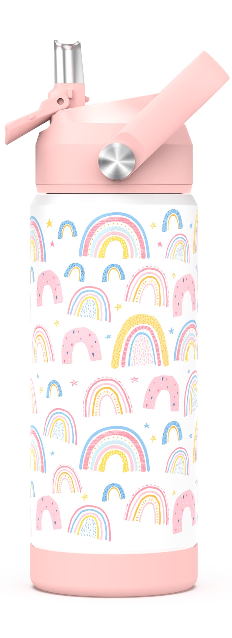 Ntswasd Trinkflasche Edelstahl Strohhalm-Thermosflasche 550ml-BPA Frei-Auslaufsicher-Thermo Wasserflasche für Schule,Sport,Kinder,Fitness(Regenbogen)