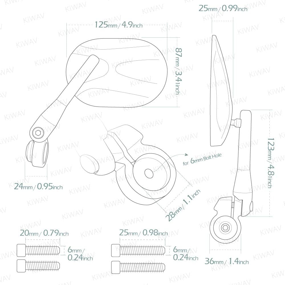 KiWAV バーエンドミラー スターク 黒 Triumph トライアンフ 水冷式