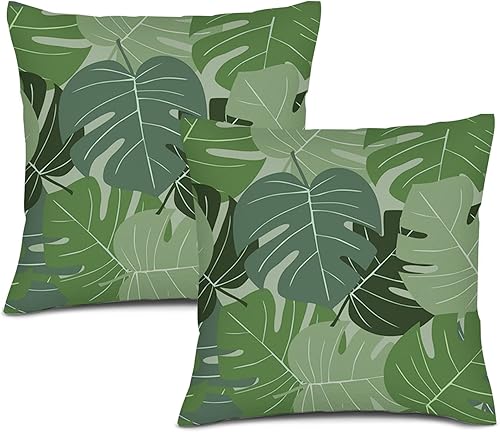 Funda de almohada de lino verde árbol dos paquetes diseño de hojas de camuflaje tropical funda de almohada decorativa para sofá decoración del hogar