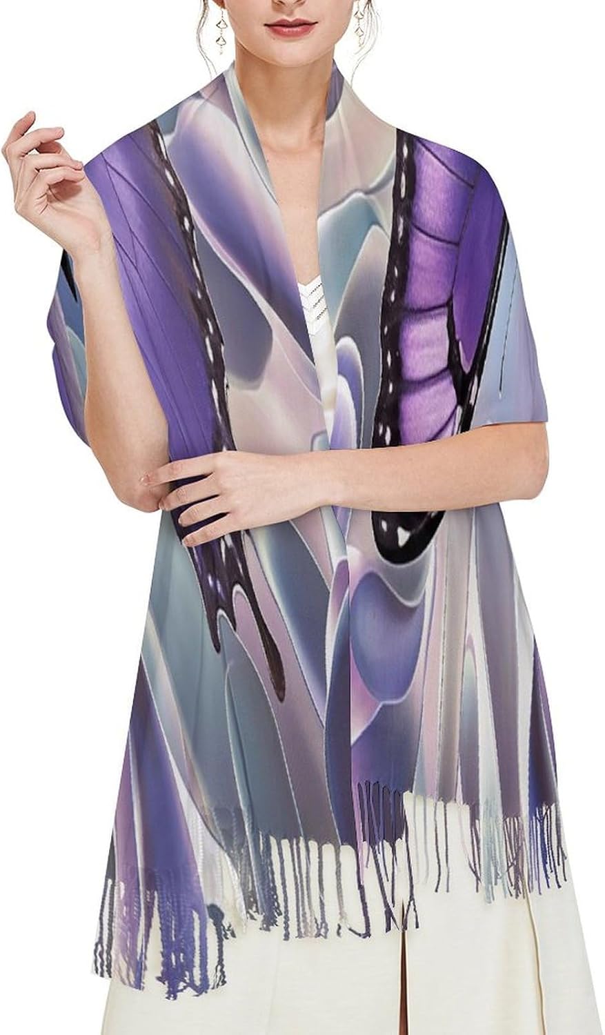 Beautiful Purple Butterfly Art Scarf for Women Men Classic Fashion Blanket Scarves Soft Cashmere Feel Scarf Cold Weather Warm Long Shawl Winter Large Scarves Classic Blanket Scarfs Thick