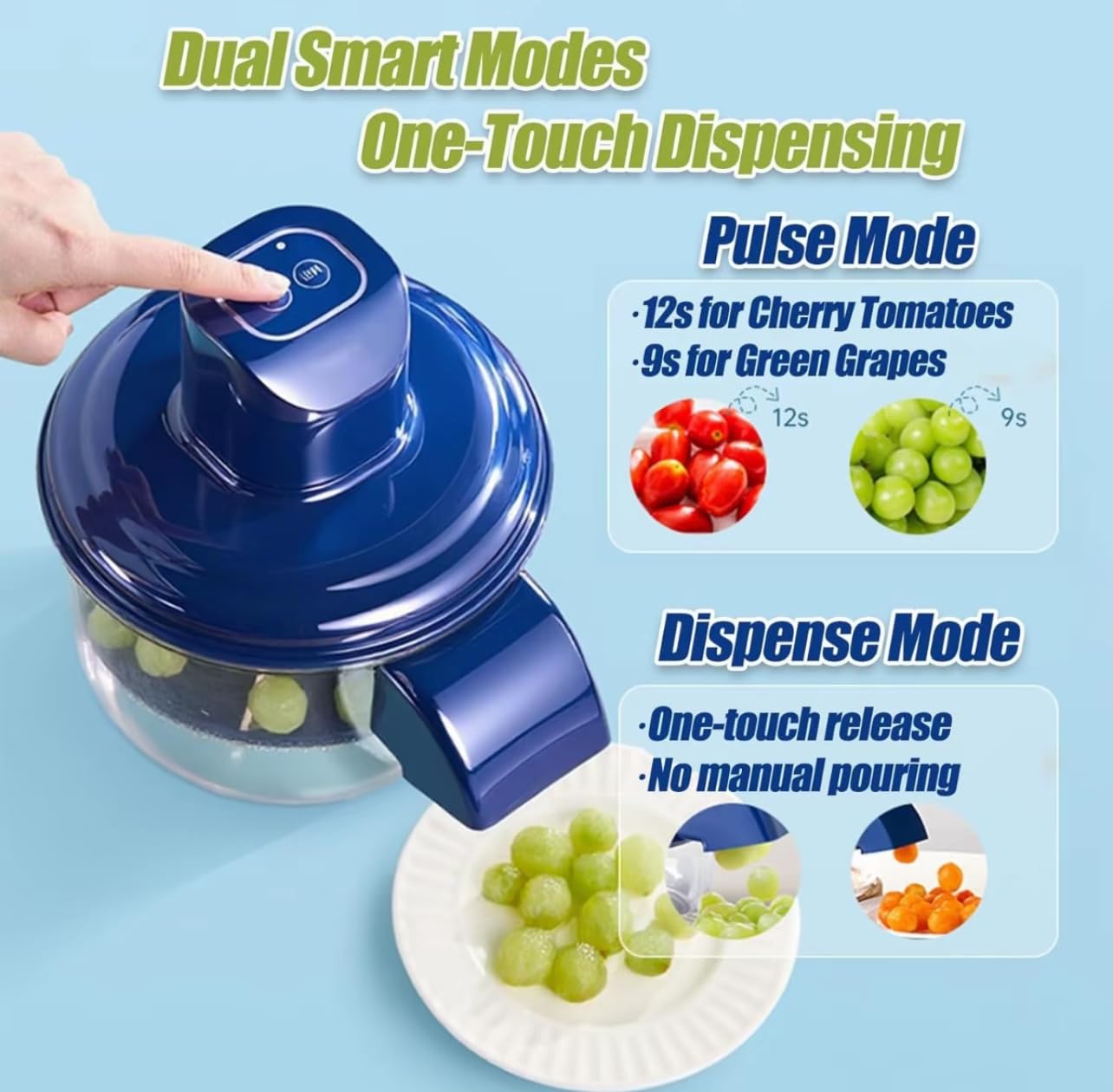 Sbucciatore Elettrico Automatico per Frutta e Verdura, Pelapatate con 5 Lame in Acciaio Inox, 50W, Ricaricabile, Blu, 10-25 Secondi