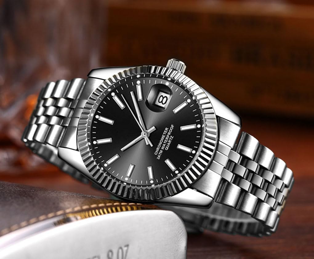 SENRUD Men's Classic Design Analog Quartz Watches Fashion Business Watch Stainless Steel Waterproof Date Casual Wrist Watch for Men - Image 2