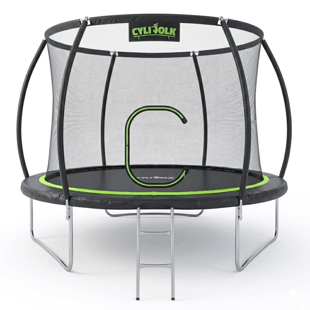 DEVESSPORT Cama Elástica Exterior de 10 Pies (305 cm) con Red de Seguridad, Escalera y Kit de Anclaje | Trampolín de Jardín para Niños y Adultos, Carga Máx 150 kg, 60 Muelles