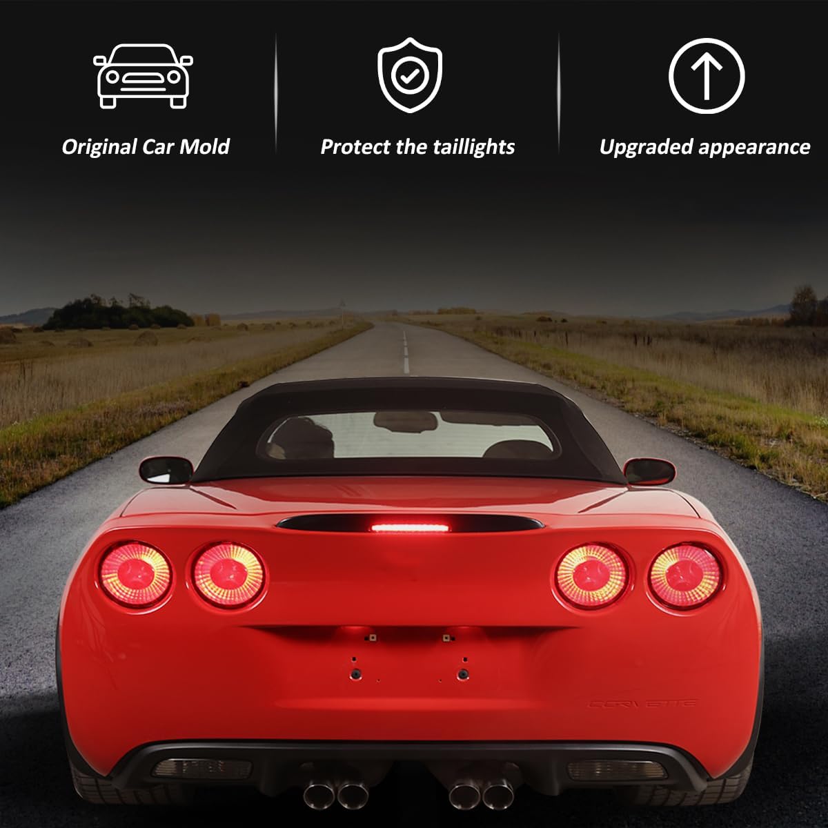 ABS Smoked Black Rear Tail Light Lens Taillight Kit Fit for Chevrolet Corvette C6 2005-2013 Car Exterior Taillight Protection Cover Accessories