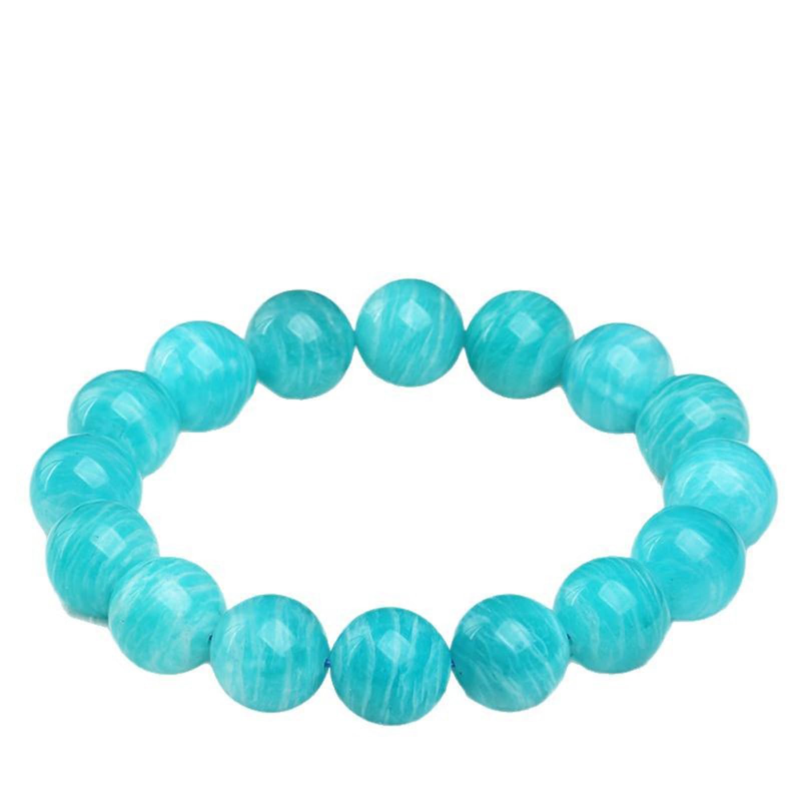 Pulsera de Cuentas de amazonita Natural | Cuentas Redondas clásicas auténticas para Calma y comunicación | Joyería energética Ajustable Hecha a Mano para Mujer,8~9mm