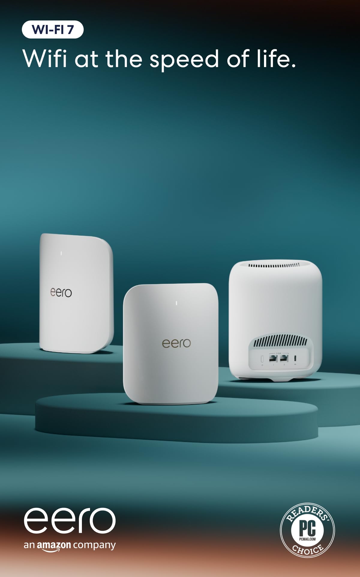 Amazon eero Pro 7 tri-band mesh Wi-Fi 7 router (newest model) - Supports internet plans up to 5 Gbps, Coverage up to 6,000 sq. ft., 3-pack without eero Plus 3-pack