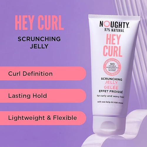 Miniatura 2 de Noughty Jalea, 97% natural Hey Curl Scrunching Jalea, fórmula hidratante para control del encrespamiento para cabello rizado y ondulado con algas