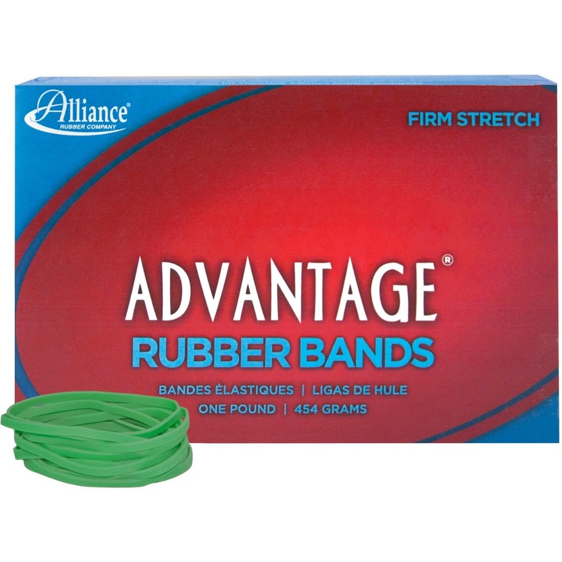 Alliance Rubber 66325 Advantage Rubber Bands Size #32, 1 lb Box Contains Approx. 700 Bands (3" x 1/8", Green)