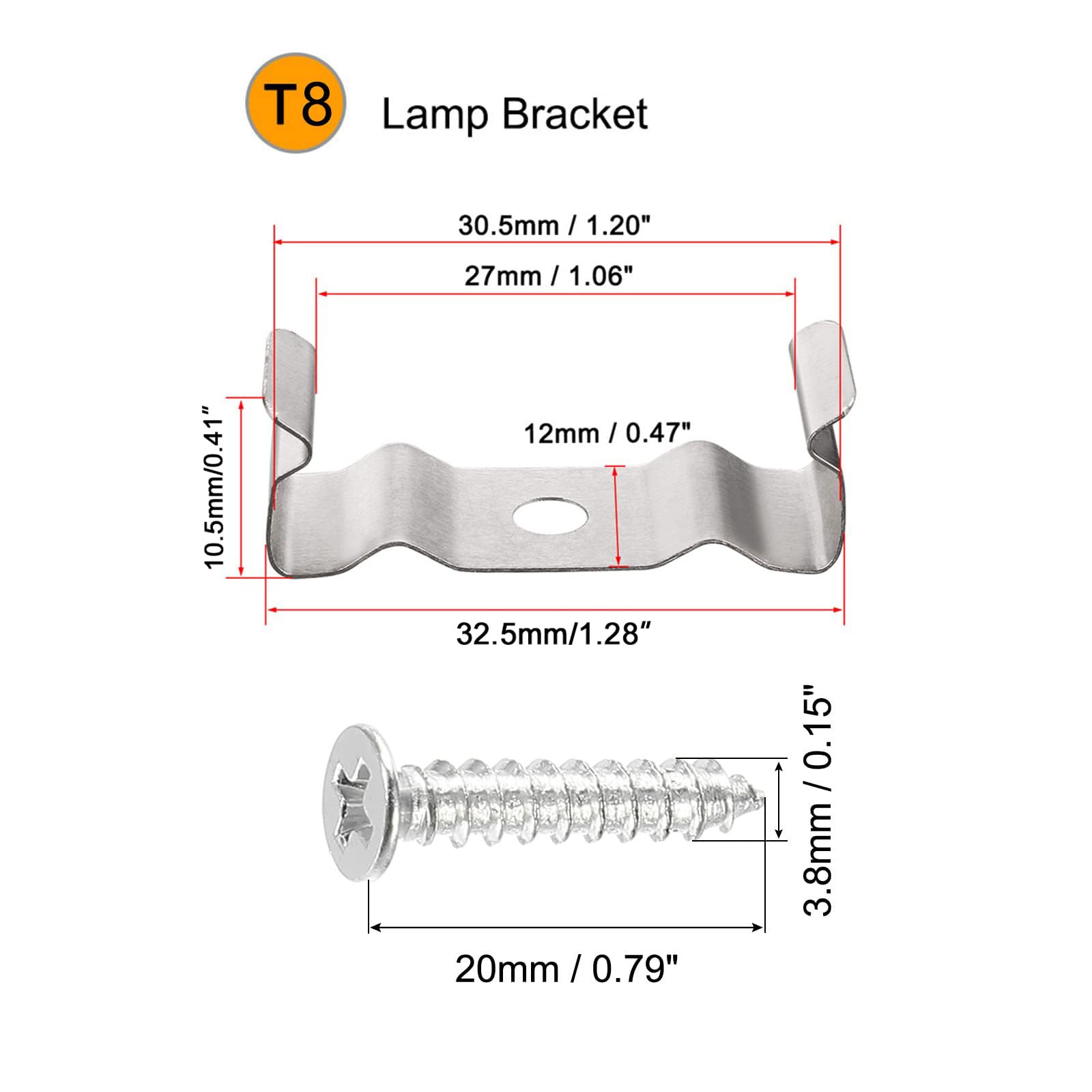 TOP-VIGOR 20Pcs T8 Clips Bracket Hanger Fluorescent Tube Light Fixture Holder Clamps with Screws for LED Bulbs Ceiling Lamp to Prevent Sagging - Image 2
