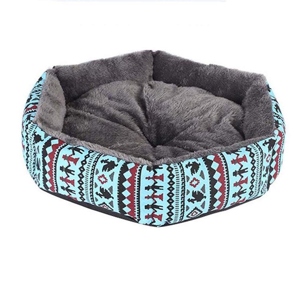 Maison du calme lit pour chat et petit chien bleu en peluche