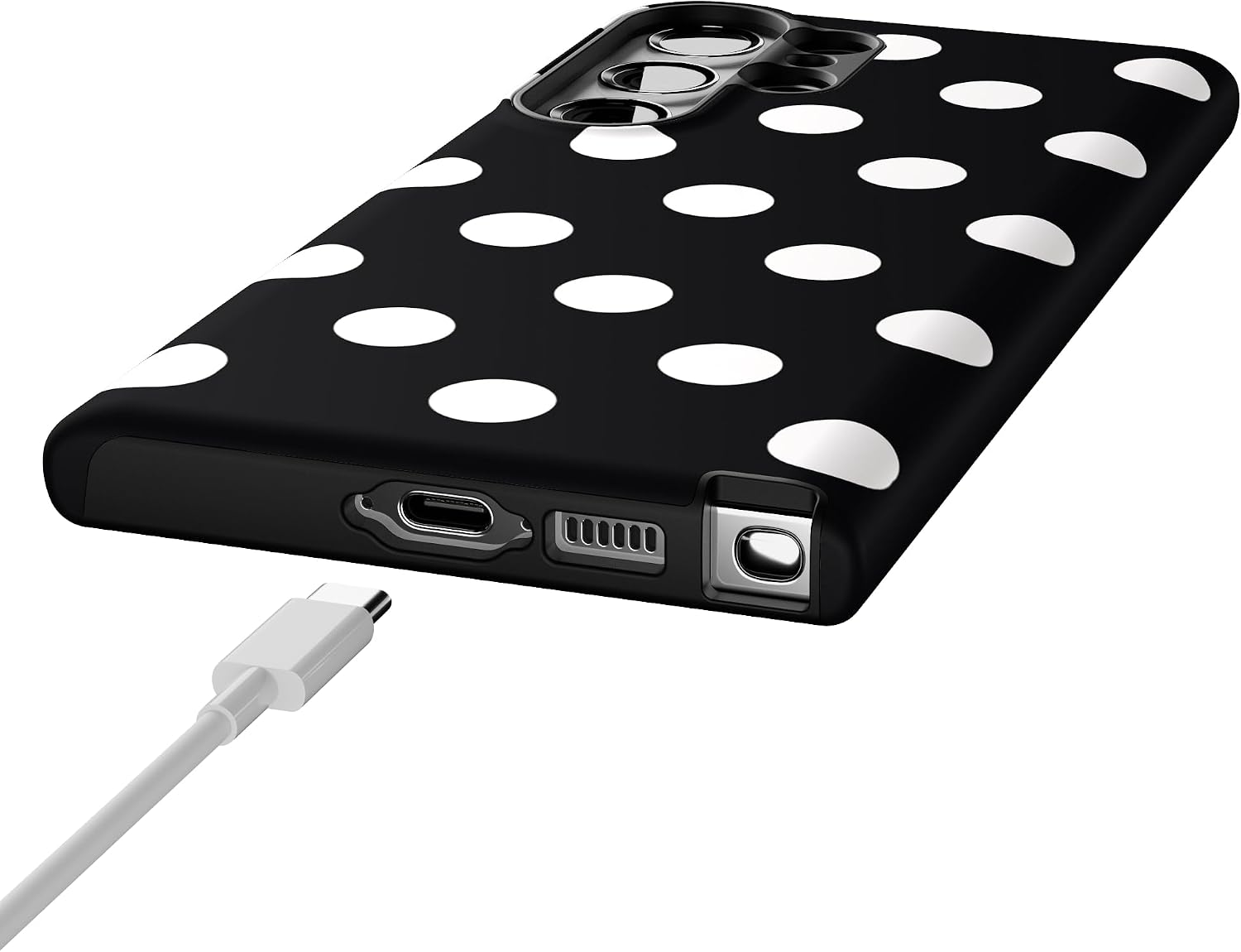 Casely Galaxy S23 Ultra Case | High Contrast | Black Polka Dot | Essential Slim Dual-Layer Protective Design
