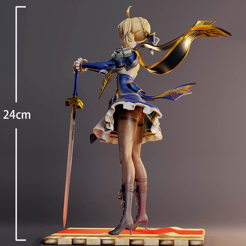 Zhongkaihua Altria Pendragon figurka szabla Altria Pendragon figurka 24 cm PCW z mieczem anime dziewczyna kolekcjonerska na biurko, półka dekoracja pokoju, prezent dla fanów