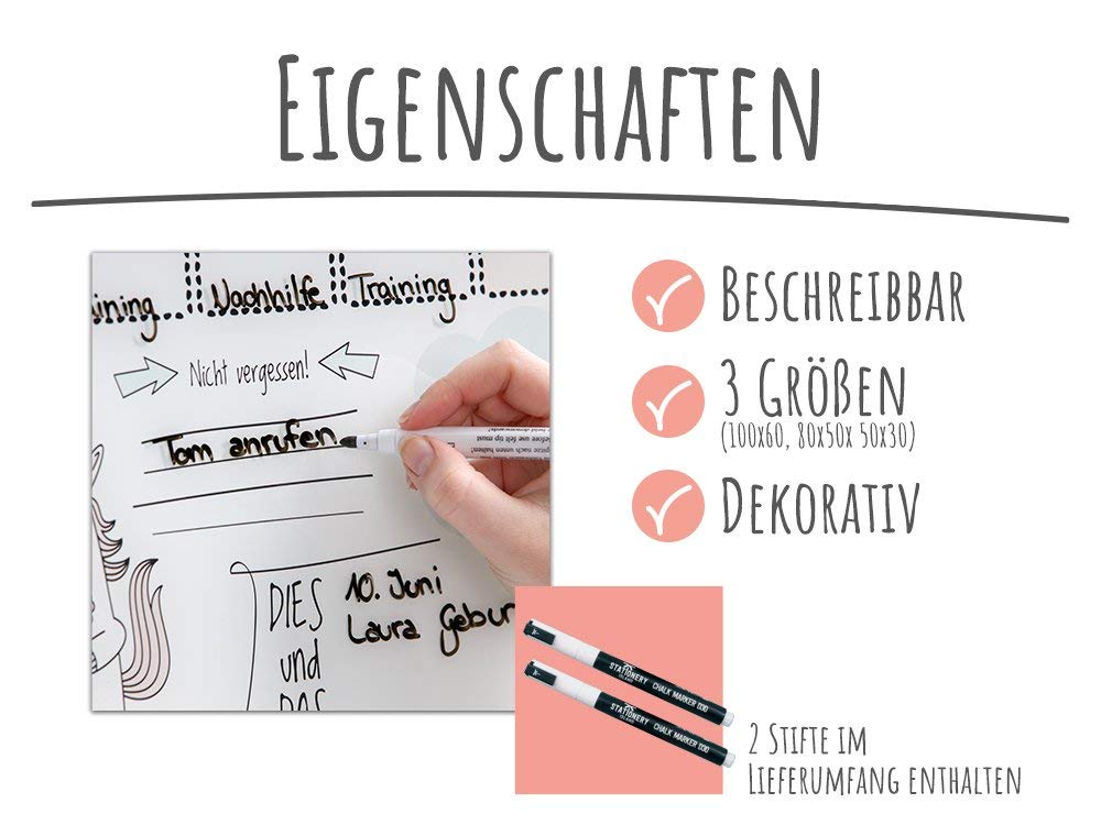 GRAZDesign Memoboard für Familie Arbeitstafel in Grau Glasboard - Glastafel Wochenplaner mit praktischer Wochenübersicht - Tafel zum Beschriften / 80x50cm