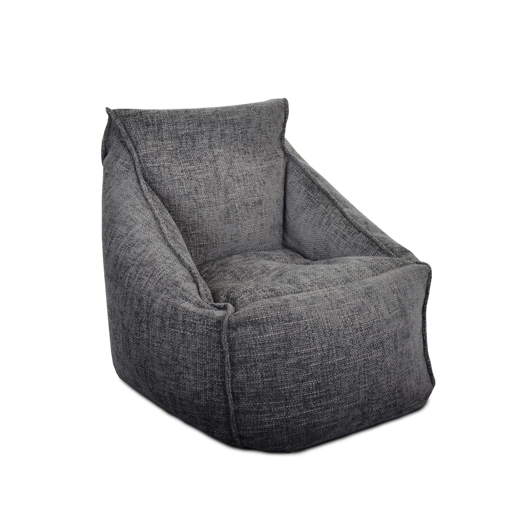 rucomfy Beanbags Weave Bean Bag Chair. Home Luxury Living or Bed Room Adult Recliner Seat. Chunky Soft Textured Durable Fabric. Extra Large H84 x W68 x L78cm (Slate Grey)