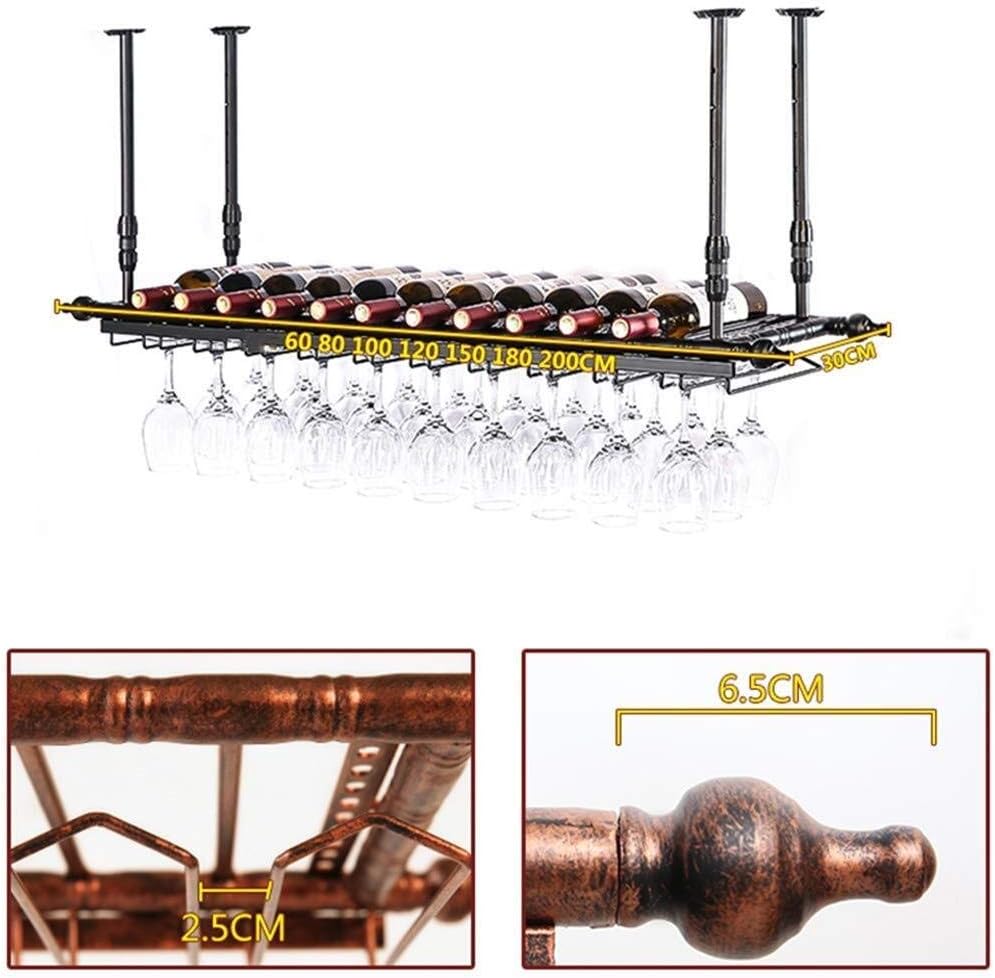 Wine Rack Wine Racks Bar Unit Floating Shees Wine Rack Hanging Red Wine Cup Holder/Hanging Upside Down Glass Holder Creative Home Bar Storage Black 100 * 30Cm Vision,Black-60 * 30Cm