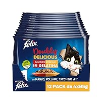 Felix Purina Le Ghiottonerie Doubly Delicious Cibo Umido per Gatti con Manzo e Pollame