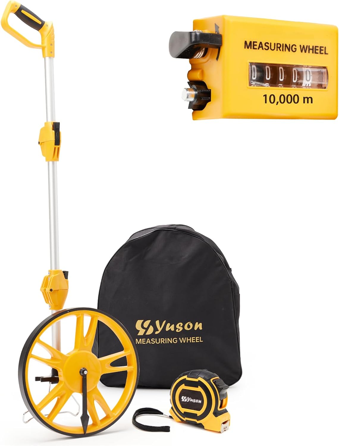 Metric Measuring Wheel in Meters, High Accuracy Measure Wheel with Carrying Bag for Construction, Survey, Roadwork & Landscaping, Distance Measuring Tool,Foldable, 12-Inch, Up to 10,000m