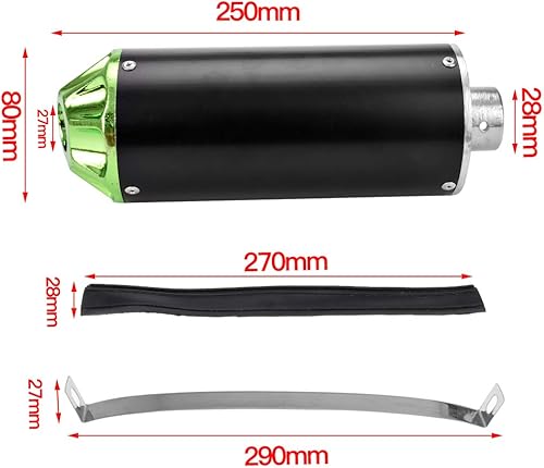 Miniatura 8 de HIAORS Silenciador de escape verde de 1.102 in para 50cc 70cc 90cc 110cc 125cc CRF XR 50 KLX SSR Thumpstar TTR YCF Apollo dbx18 125 piezas de
