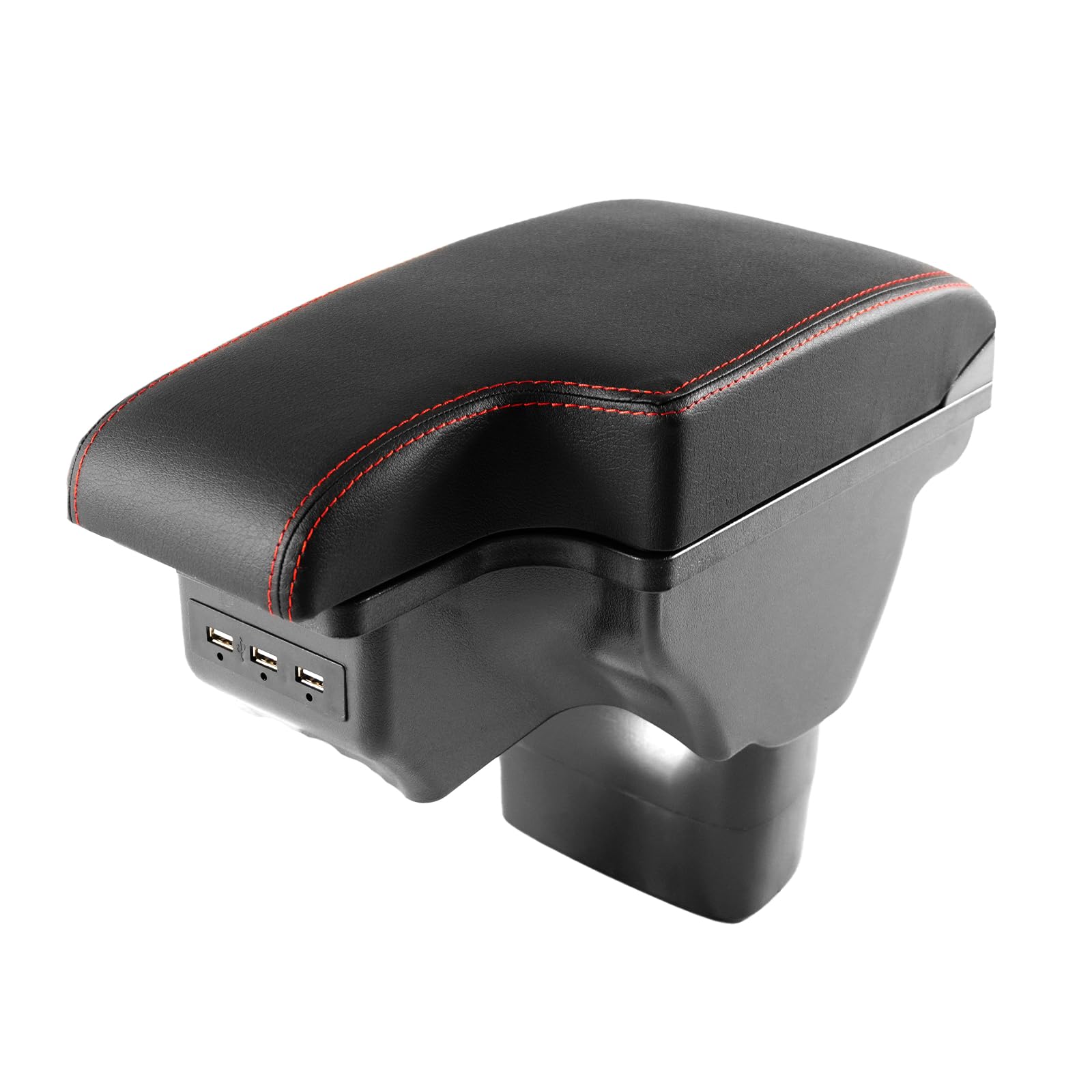Consoles Armrest for Nissan Juke 2010-2017 Center Console Box Armrest Box Double Layer Storage with USB Port (Black with Red Line)