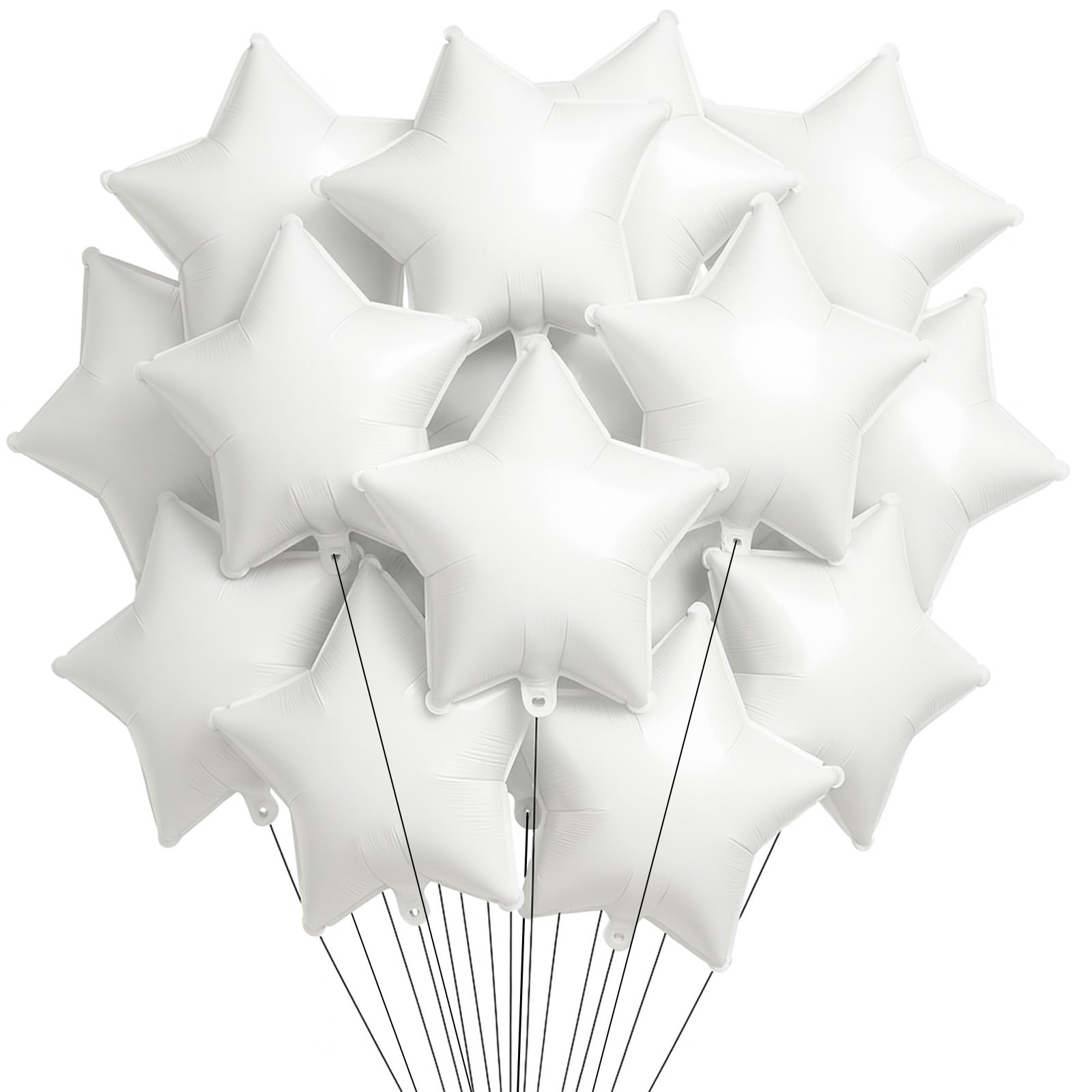 Photo 1 of 20 Pieces 18 Inch Star Foil Balloons, Metallic Mylar Star-Shaped Balloons for Birthdays, Baby Showers, Graduations, Weddings, Anniversaries, Christmas, New Year’s Eve, and Party Decorations (White)