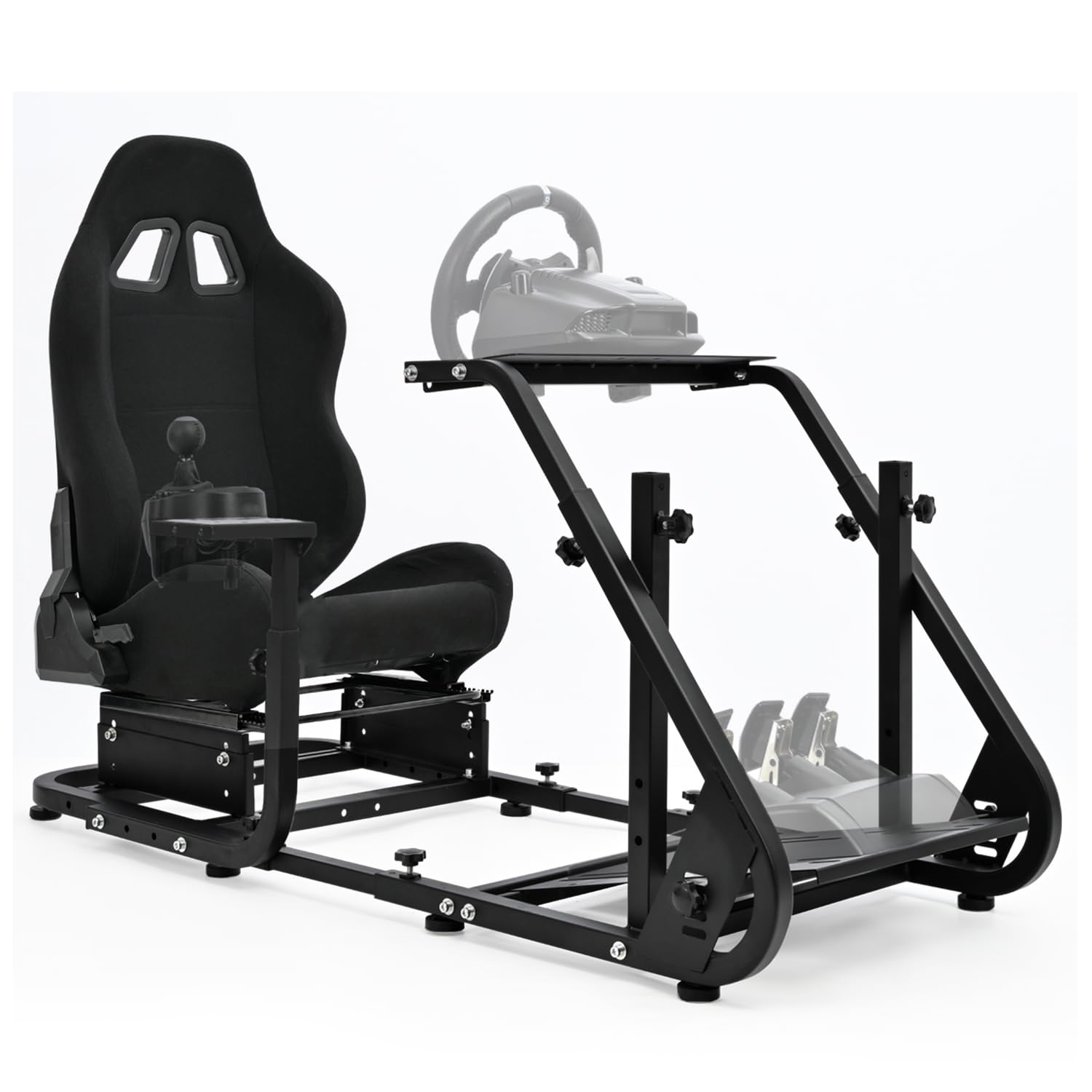 Anman Racing Simulator Cockpit-A37 fit for Logitech G25/27/29/920/923 Thrustmaster T80 T150 T248 Steering Wheel Stand with Seat Gifts for Game Lovers without Wheel Pedal and Handbrake (Black)