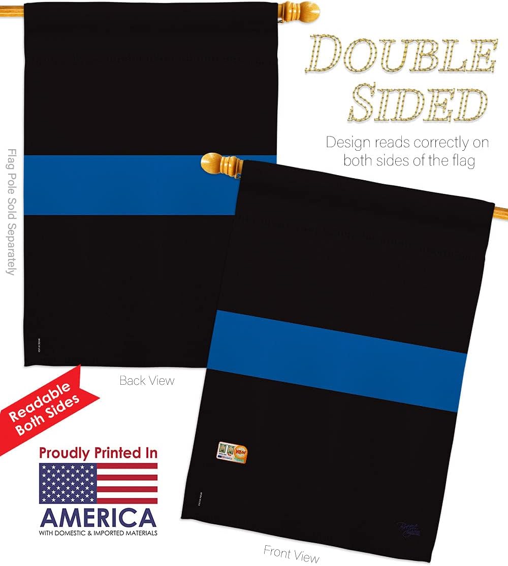 Blue Stripe House Flag Set First Responders Police Cop Law Enforcement Sheriff Officer Line Support Small Decorative Gift Yard Banner Double-Sided Made In USA 28 X 40