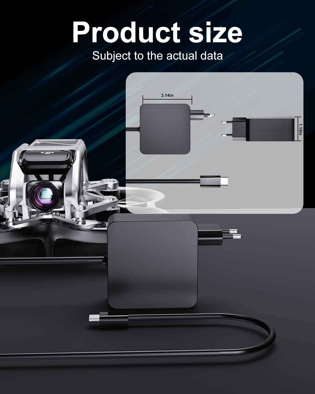 Chargeur USB C 65W pour DJI Neo, Air 3, Air 3S, Mini 4K, 2 SE, Avata 2, Mavic 3, Station de Charge, contrôleur, Osmo Pocket/2/3, Action 3/4/5 Pro, Goggles 2