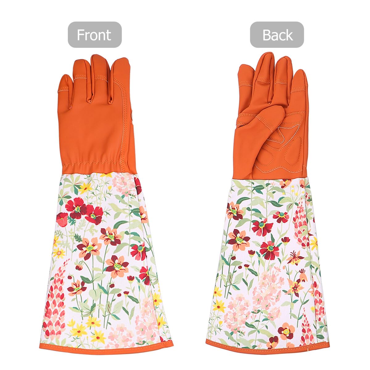 Gartenhandschuhe Leder Dornenfest mit Extra Langem Schutz Arbeitshandschuhe aus Polyester mit Flexiblem Design und Verstärktem Armschutz für Gartenarbeit
