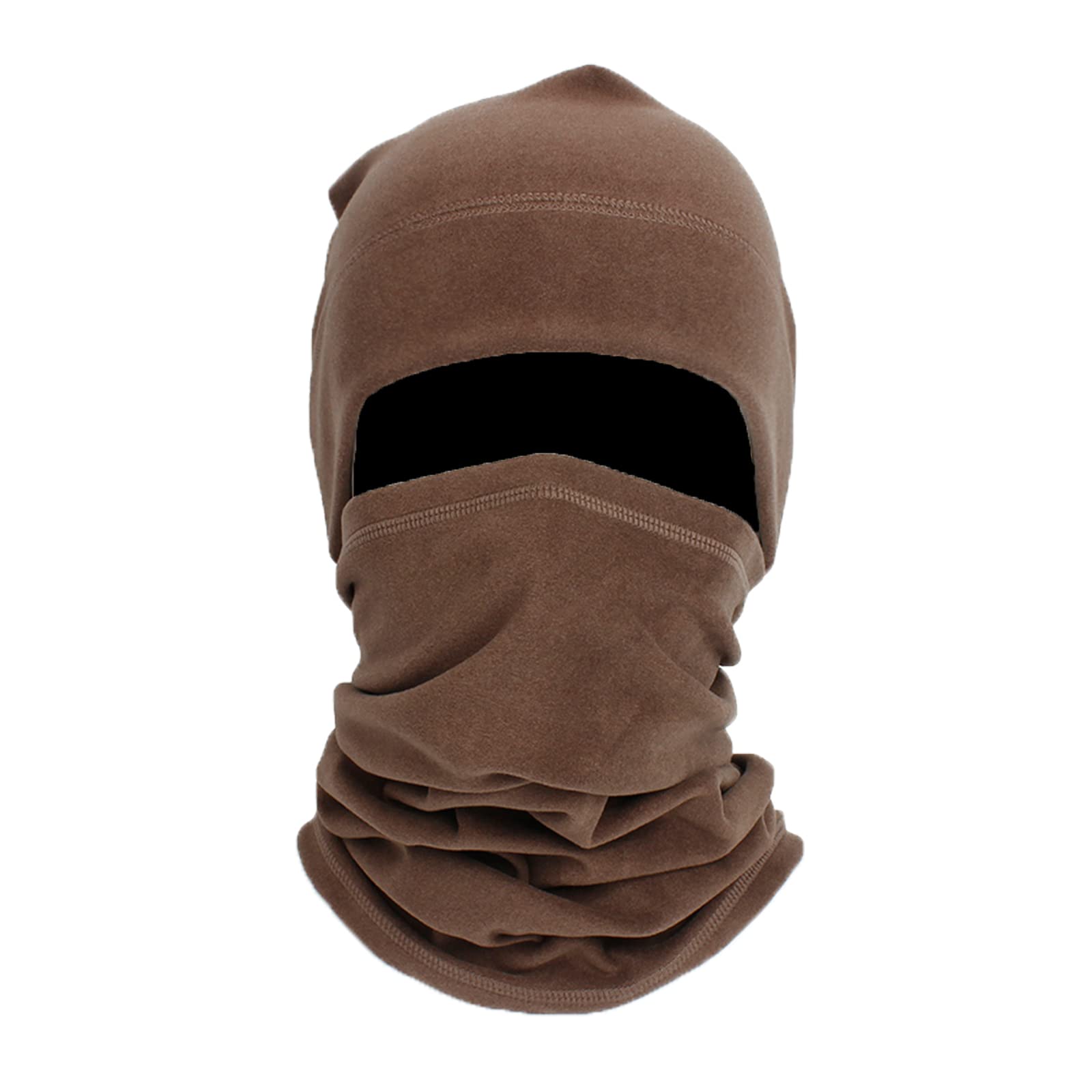 Micoop Unisex Brown Fleece Beanie Hat And Neck Warmer Set Light Weight Solid Color Skull Cap Scarf Mask For Men And Women (Brown)