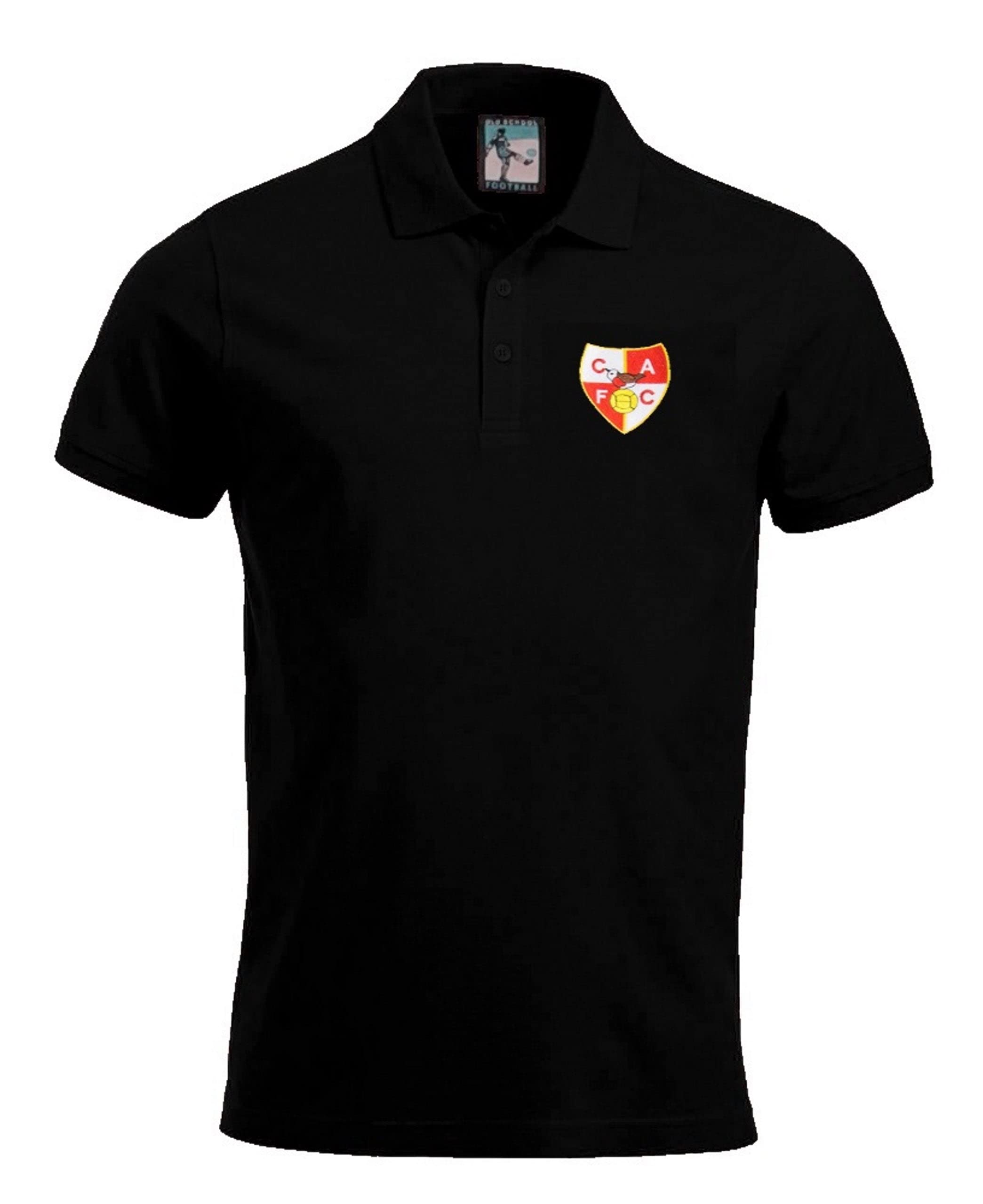 Charlton 1940s Retro Football Polo Embroidered Logo Black