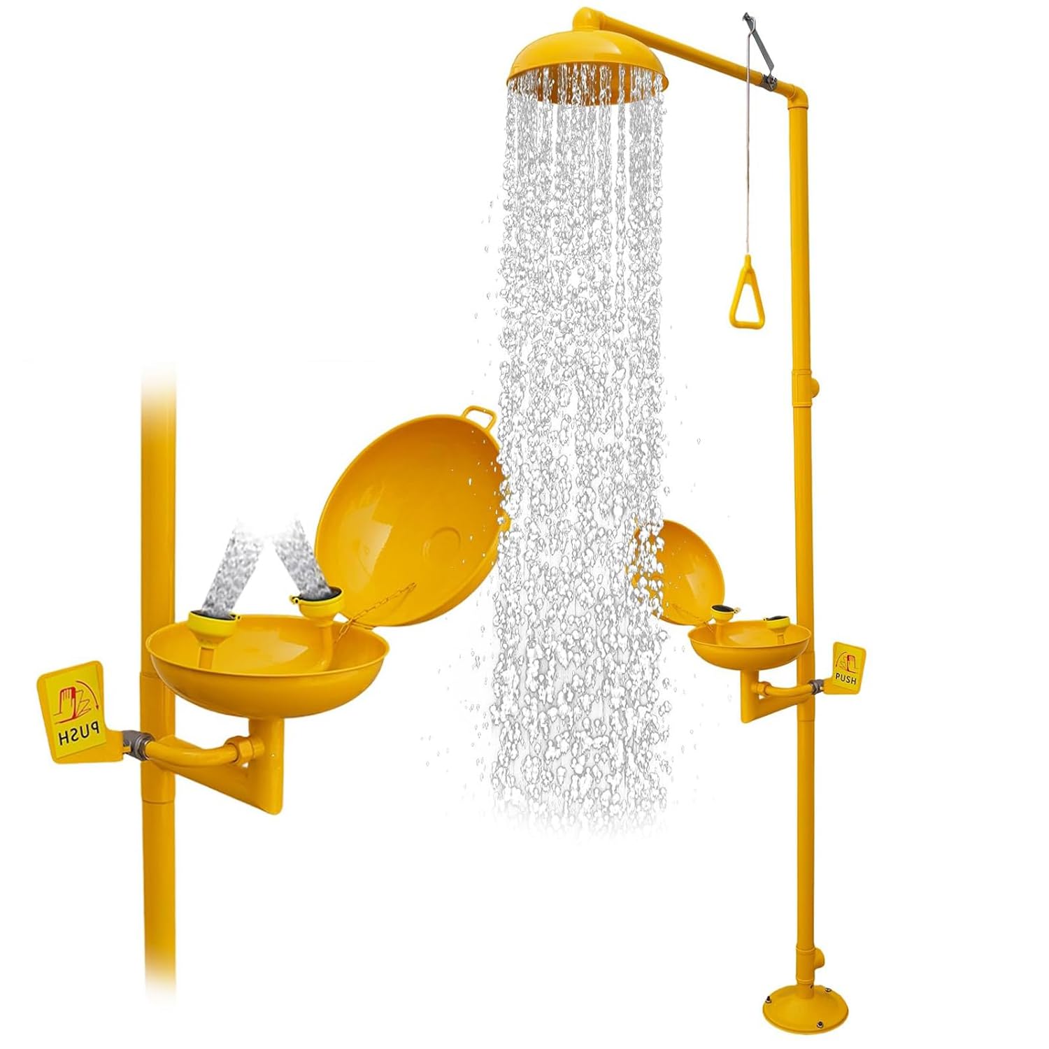 Stazione lavaocchi di Emergenza, Combinazione Doccia di Sicurezza in Acciaio Inox, Filettatura NPT per scuole, Laboratori, fabbriche, Rivestimento Giallo in ABS