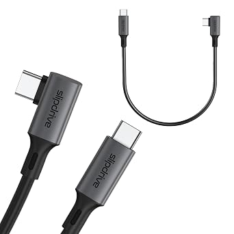 سليب درايف قصيرة USB C إلى USB C 3.2 Gen 2 12 in. - 20 Gbps، SSD HDD القرص الصلب كابل - الزاوية اليمنى نقل البيانات عالية السرعة 4 K إخراج الفيديو 90 درجة 100 W شحن سريع أسود