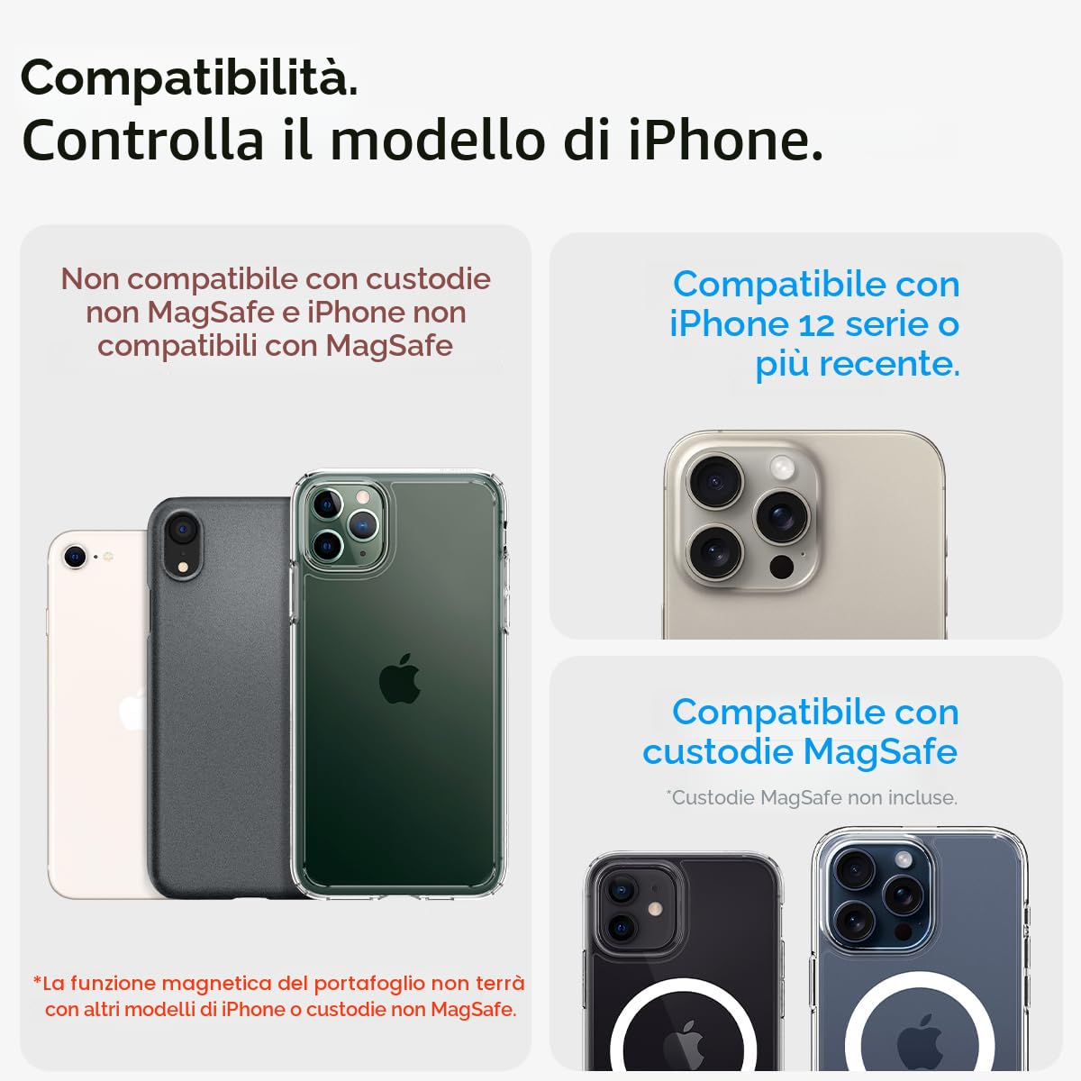 Spigen Smart Fold MagFit Portafoglio MagSafe Wallet Magnetico Portacarte con Cavalletto Compatibile con iPhone 17/16/15/14/13/12 Modelle, Accessori MagSafe