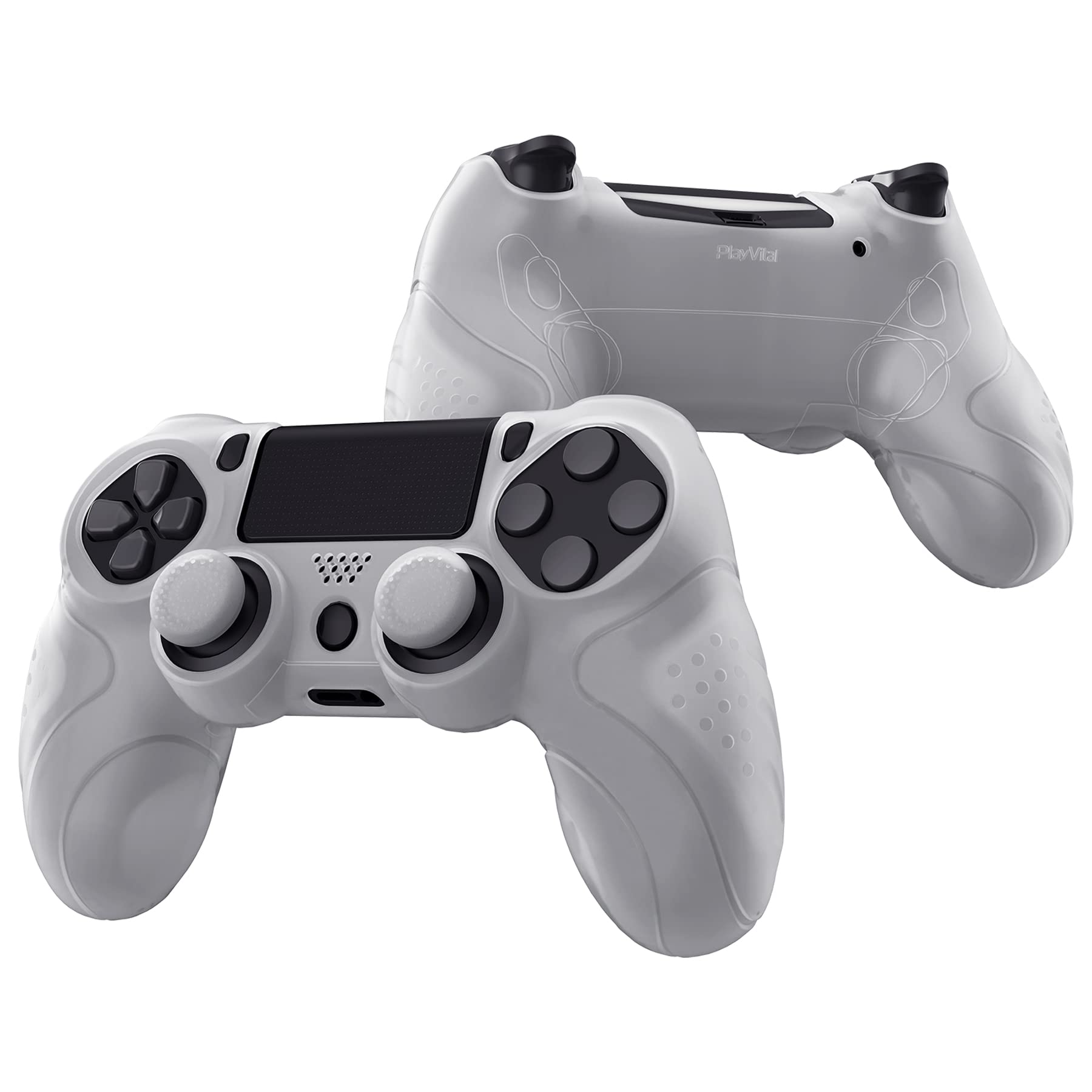 playvital Guardian Edition Glow in Dark - Green Ergonomic Soft Anti-Slip Controller Silicone Case Cover for ps4, Rubber Protector Skin with Joystick Caps for ps4 Slim/Pro Controller — view 7