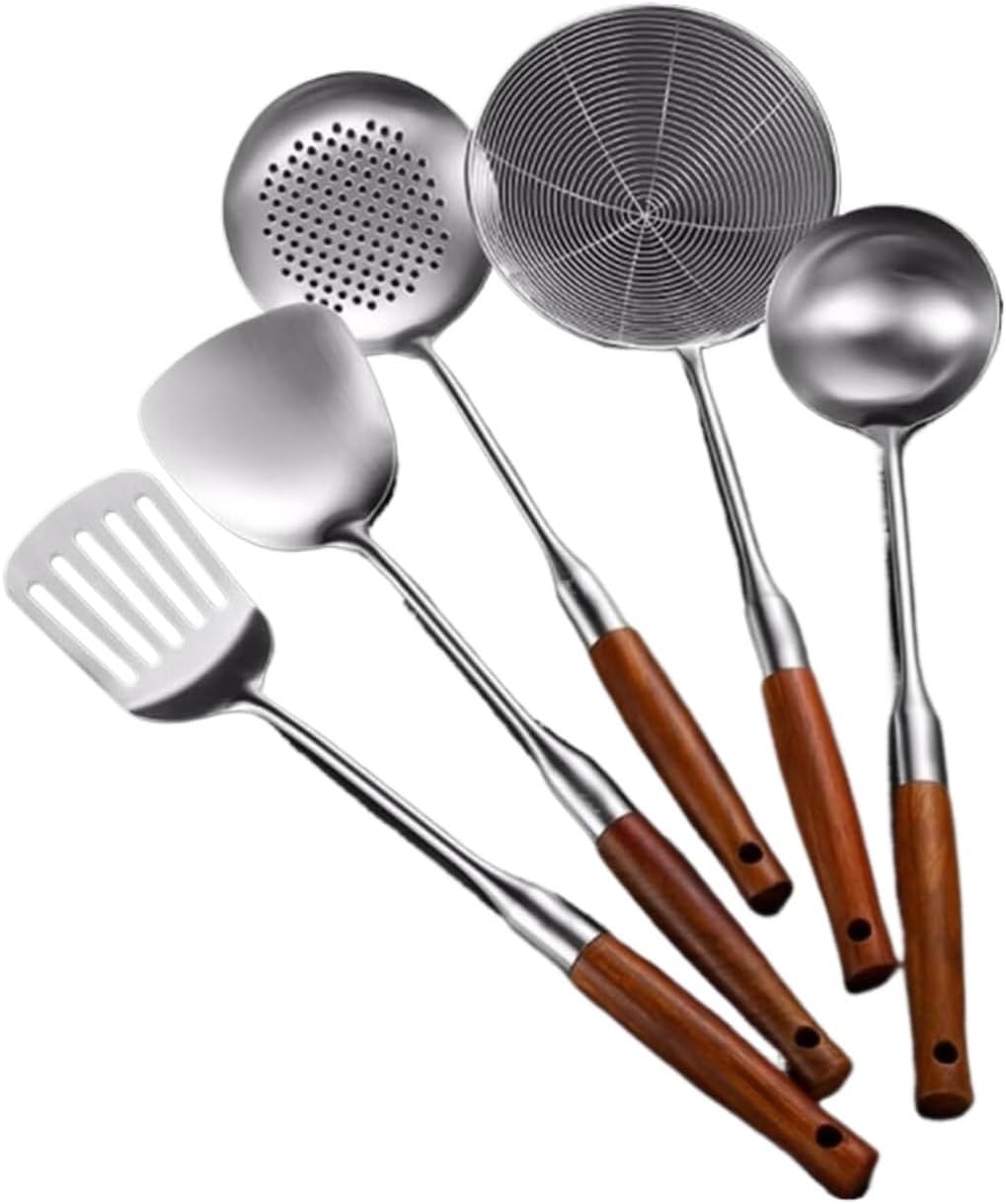 Stainless Steel Cooking Spoons Spatulas Gadgets Utensils Kitchen Cookware Bakeware Tools 5 Pieces Sets