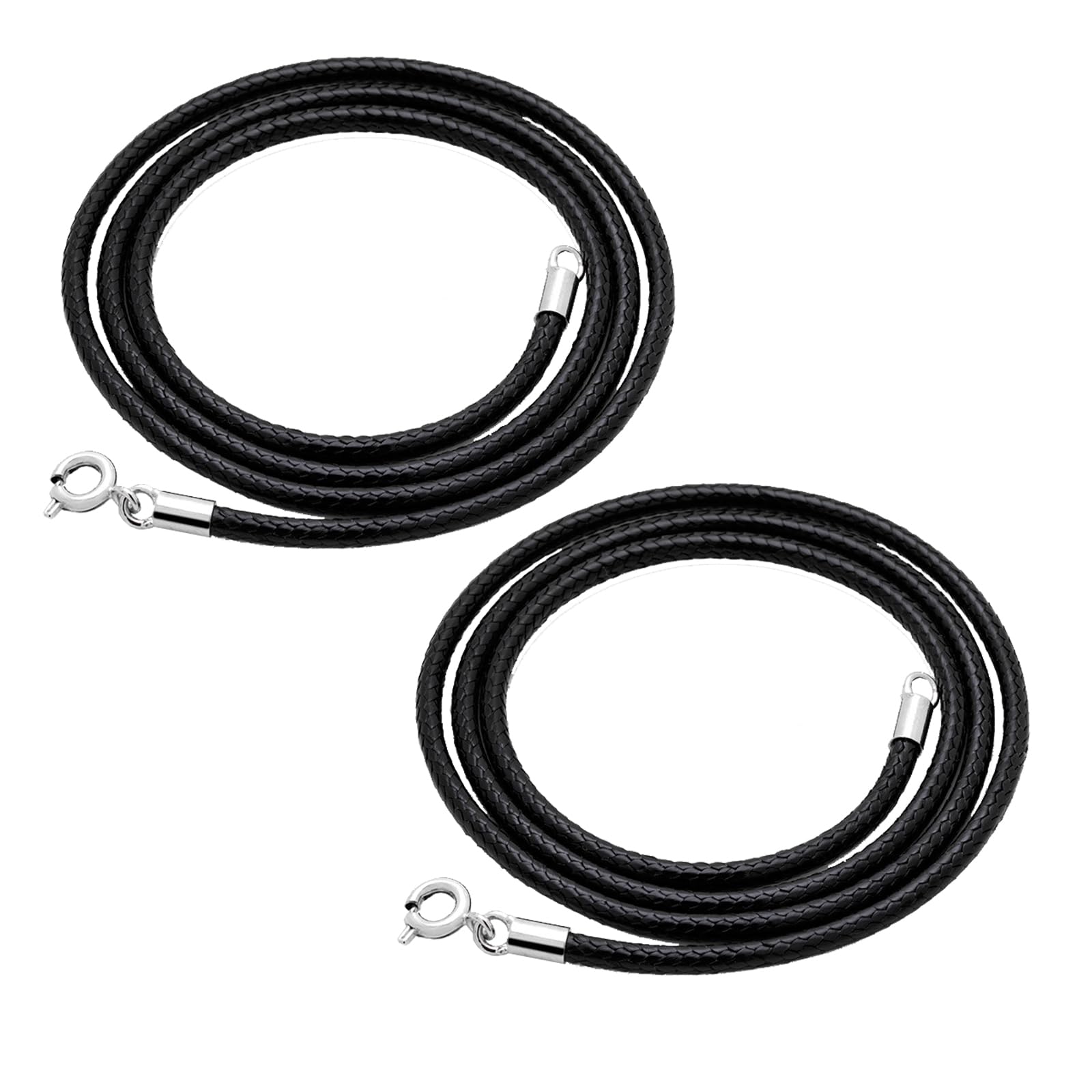 KOAHDECadena de Cordón de Cuero Clásica,Collar Cordon Cuero para Colgantes,Collar Cadena de Cuero Trenzado,Cadena Cuerda Trenzada Hombre Mujer,Cuerda Trenzada Encerada Hecha a Mano,con Cierre,2Pcs