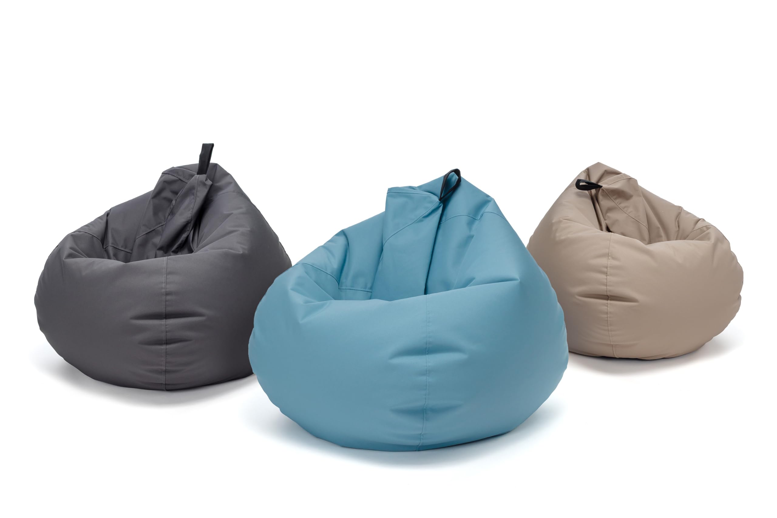 Ecopuf Oscar Outdoor - Pouf a pera, sako, poltrona Cuscino morbido con imbottitura - Per bambini e adulti - Per la casa e l'esterno - Poliestere resistente, con maniglia - 90x110cm - Avio M6