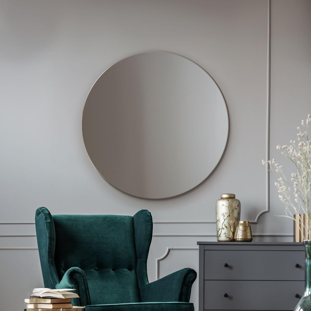 Mirroroutlet Clear Large Round Circular Frameless Bevelled Wall Mirror: 90Cm – Elegant Wall-Mounted Circular Mirror