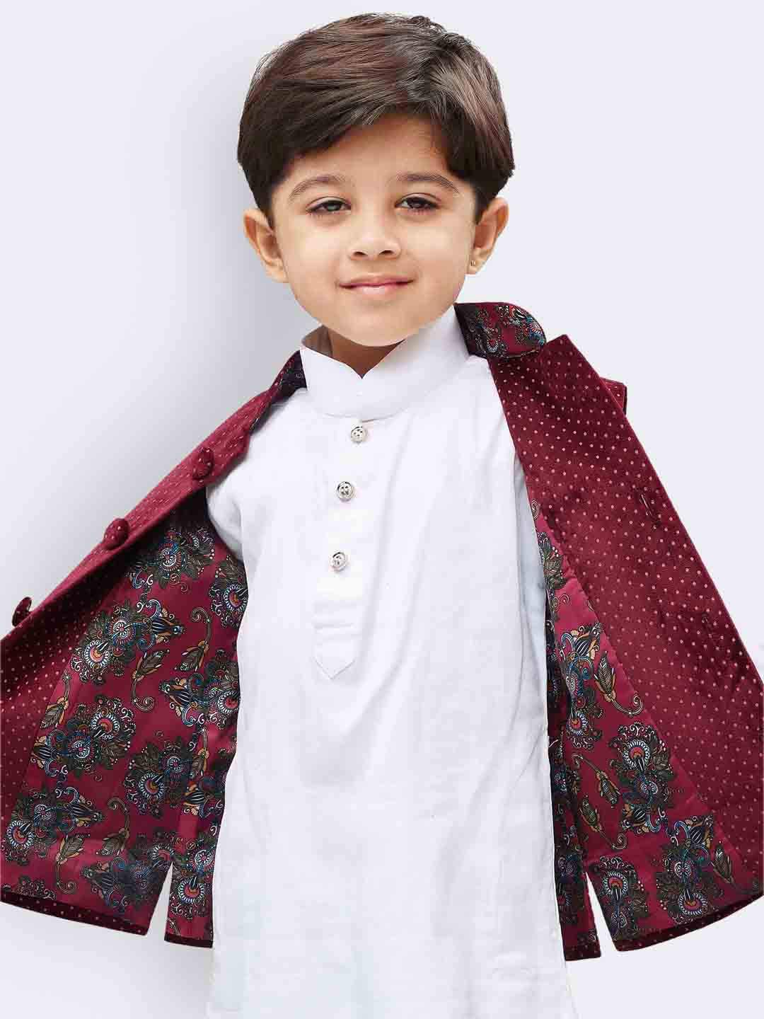 Jbn Creation Boys' Maroon Velvet Nehru Jacket_Vasbjma014_18