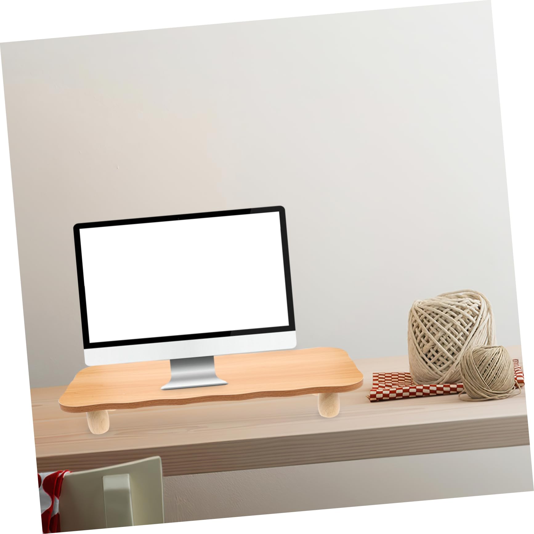 Ripiano Rialzato per Scrivania in Legno Supporto per Monitor E Laptop Organizzatore da Ufficio Ottimizzazione Spazio di Archiviazione