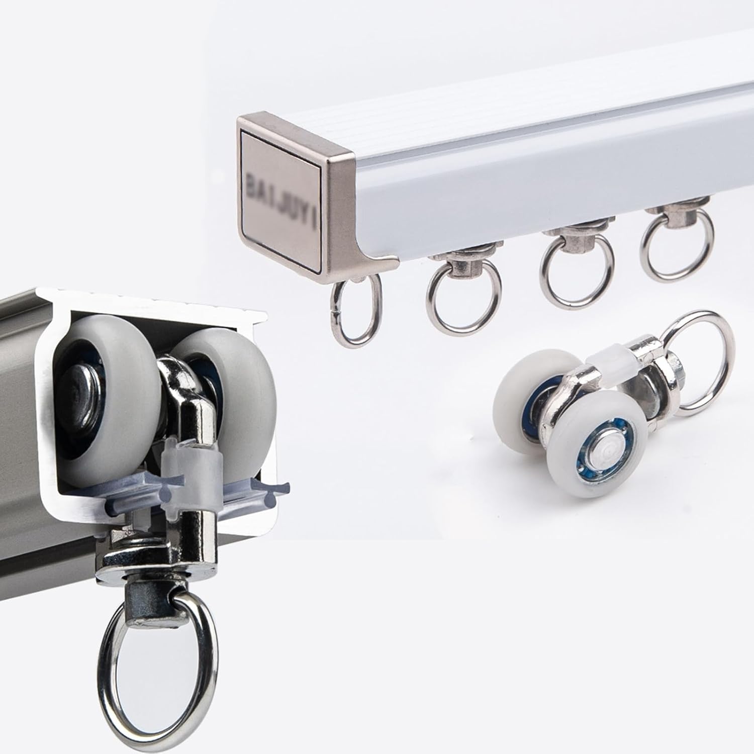 天井カーテントラック、アルミ合金製静音カーテンレール、高耐久シングルカーテンロッド、ルームディバイダー、リビングルーム、バスルーム、